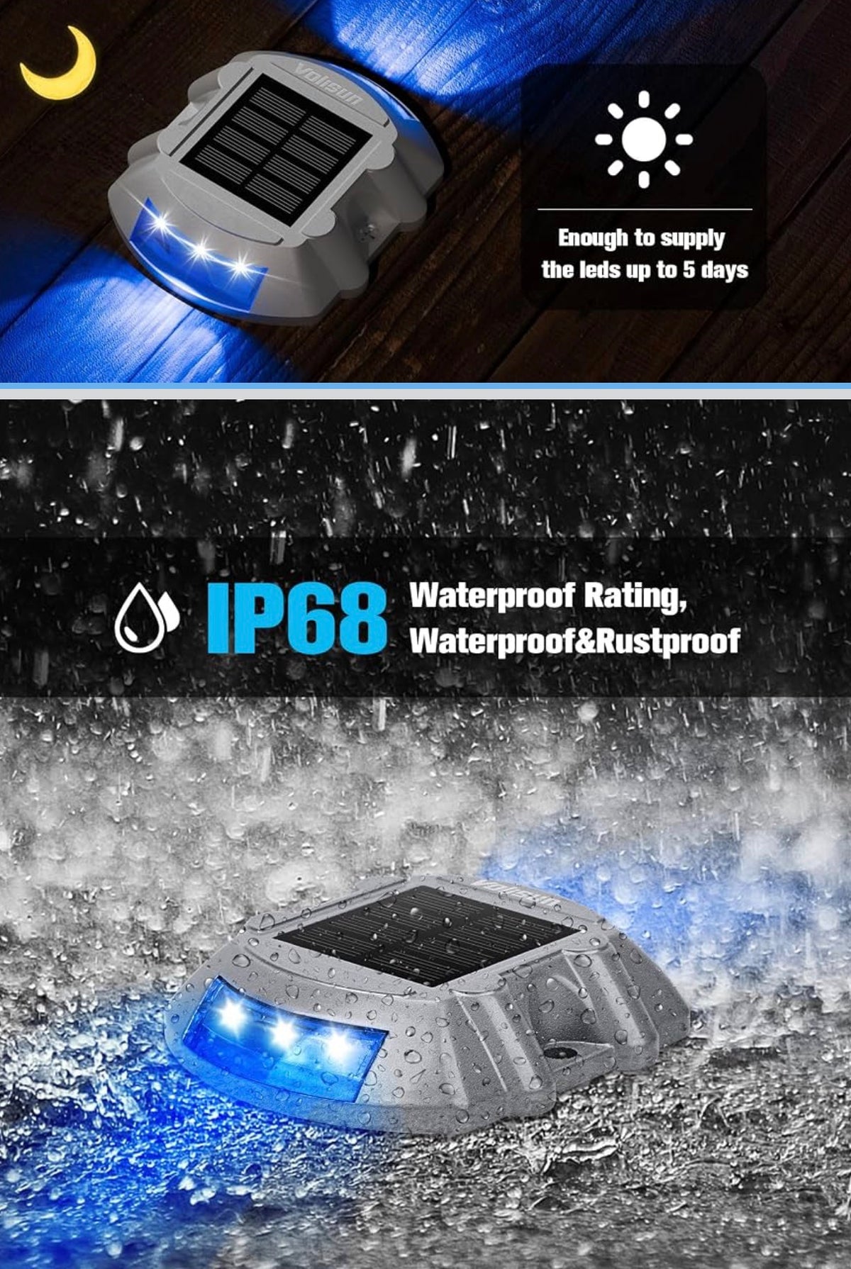 Solar Dock & Deck Lights – Blue, Green & White LED