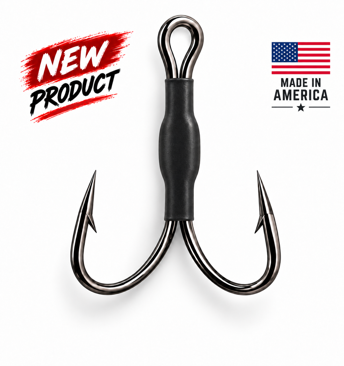 USA Bait & Tackle tungsten weighted urchin double hook with a black sleeve covering the integrated weight — 2 pack