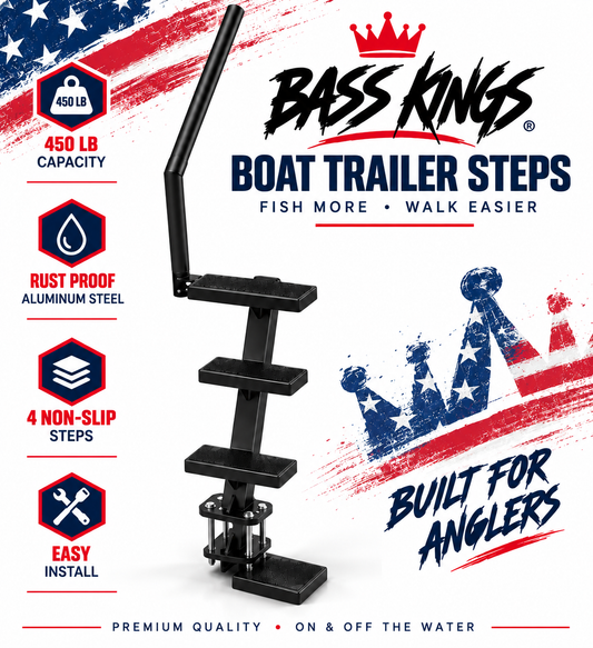 Premium No-Rust 4-Step Boat Trailer Steps with Handrail – Bass & Fishing Boats