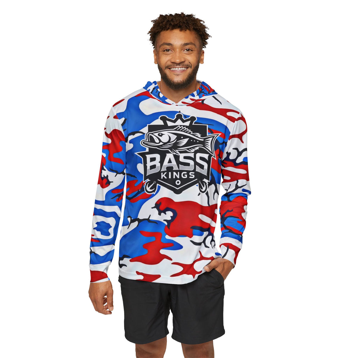 Red White Blue Men's Fishing Shirt (Hoodie)