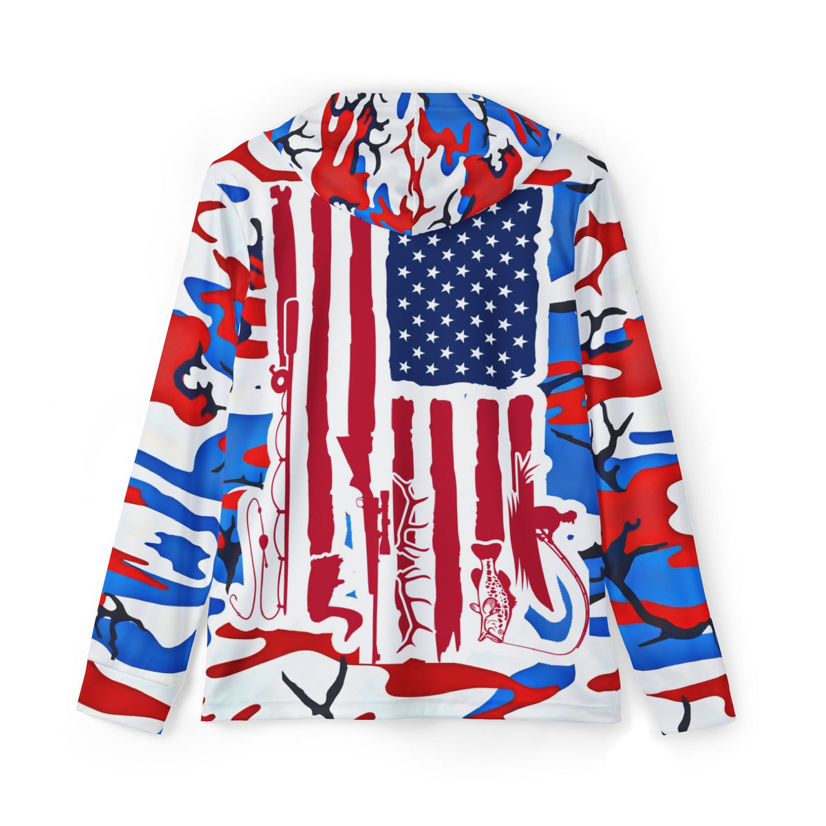 Red White Blue Men's Fishing Shirt (Hoodie)