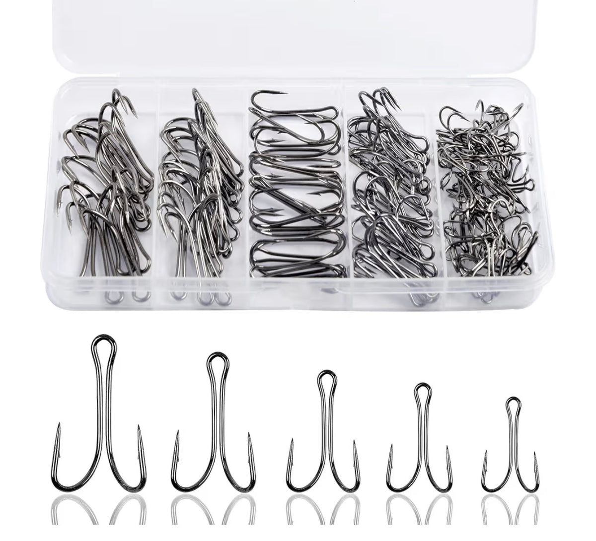 Must Have Coike & Sea Urchin Double Hooks 45PCS – High Carbon Steel Open Shank Fishing Hooks for Freshwater & Saltwater, Frog Hooks, Fly Tying Hooks, Soft Plastic Baits