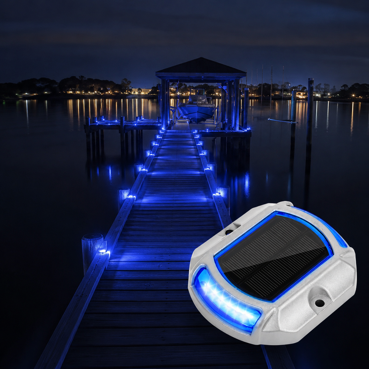 Solar Dock & Deck Lights – Blue, Green & White LED