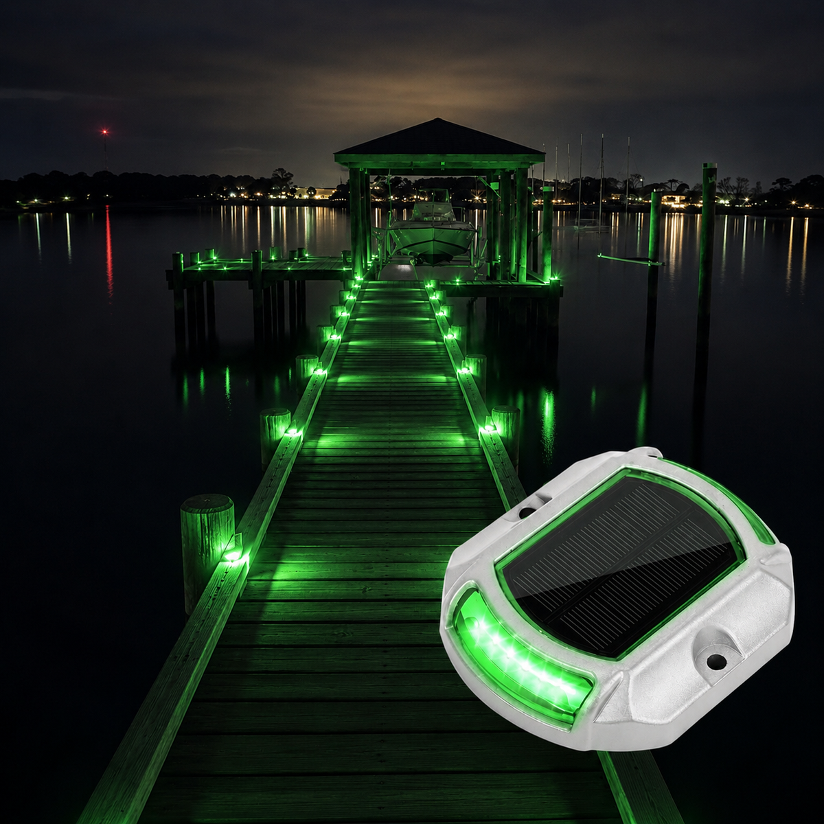 Solar Dock & Deck Lights – Blue, Green & White LED