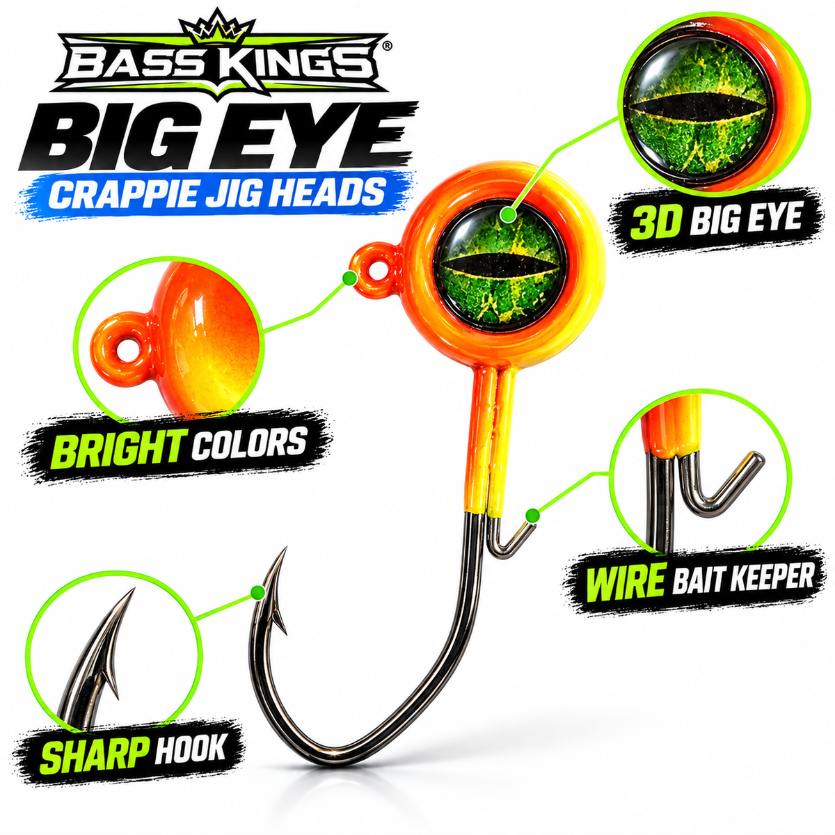 Bass Kings Big Eye Crappie Jig Head feature close-up